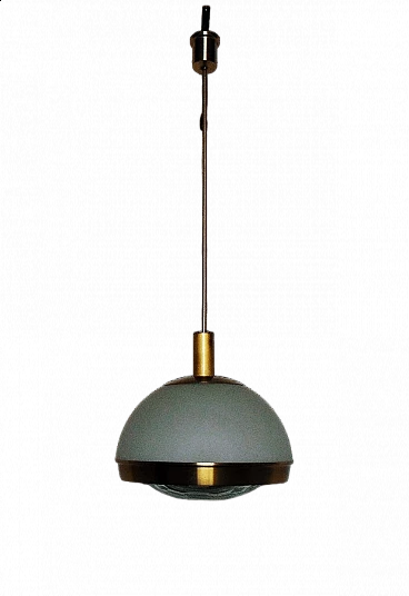 Lampada in vetro e alluminio dorato di Pia Guidetti Crippa, anni '60