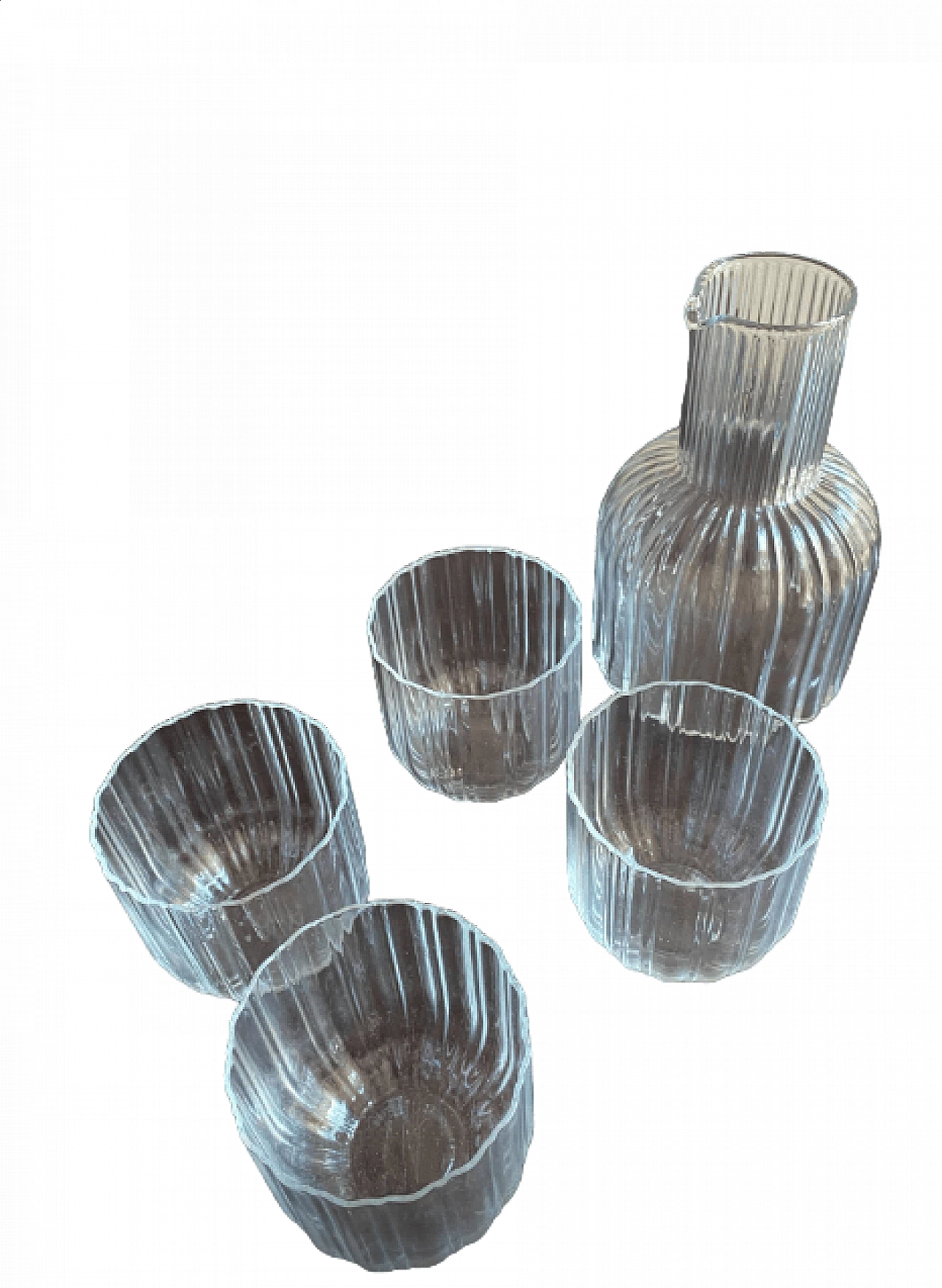 4 Ciga glasses and a jug  in glass by Lella and Massimo Vignelli, 2000s 5