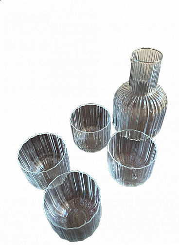 4 Ciga glasses and a jug  in glass by Lella and Massimo Vignelli, 2000s