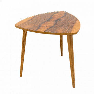 Triangular walnut side table, 1970s