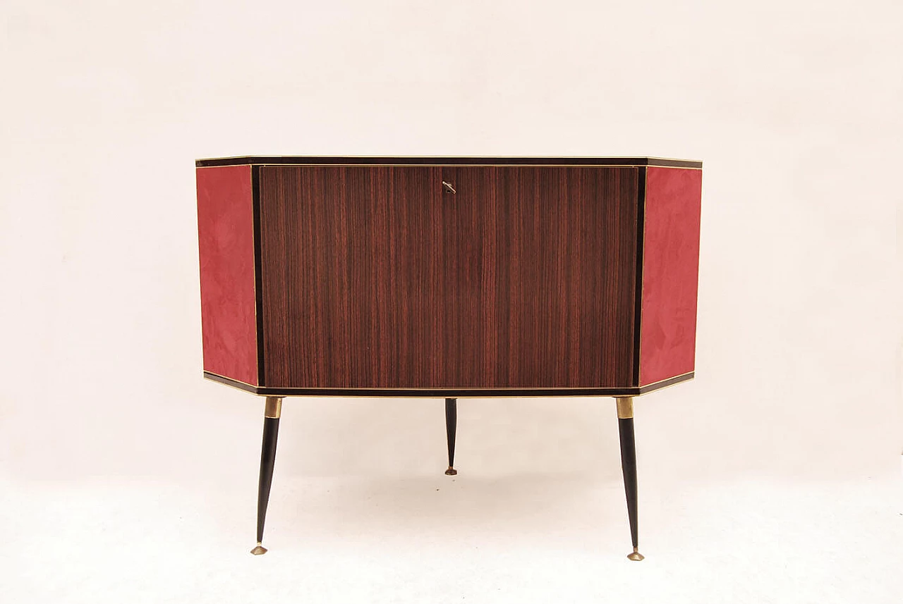 Wood and laminate corner bar cabinet, 1950s 1