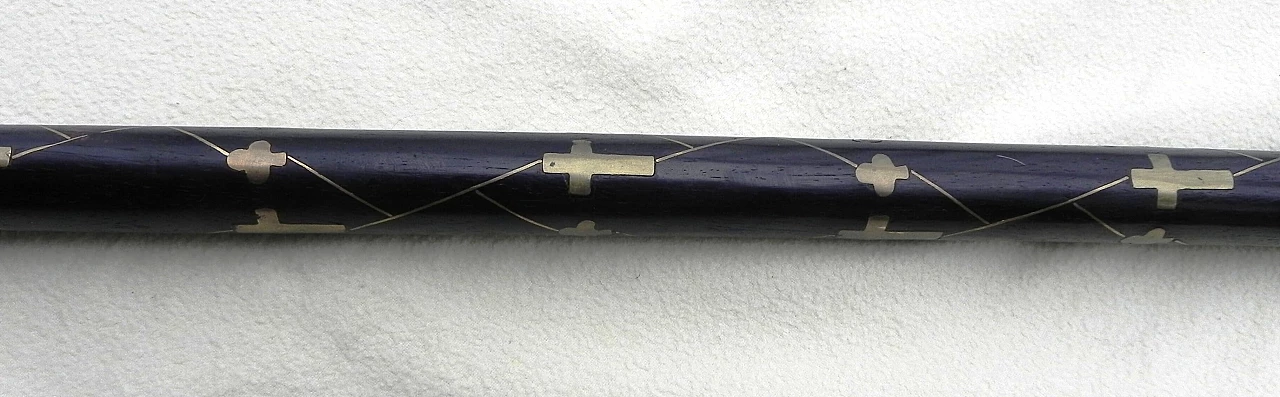 Ebonized wood and brass walking stick, 1990s 1