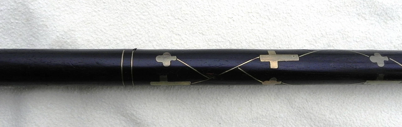 Ebonized wood and brass walking stick, 1990s 3