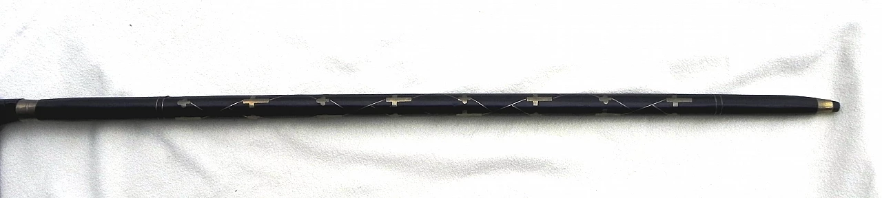 Ebonized wood and brass walking stick, 1990s 4