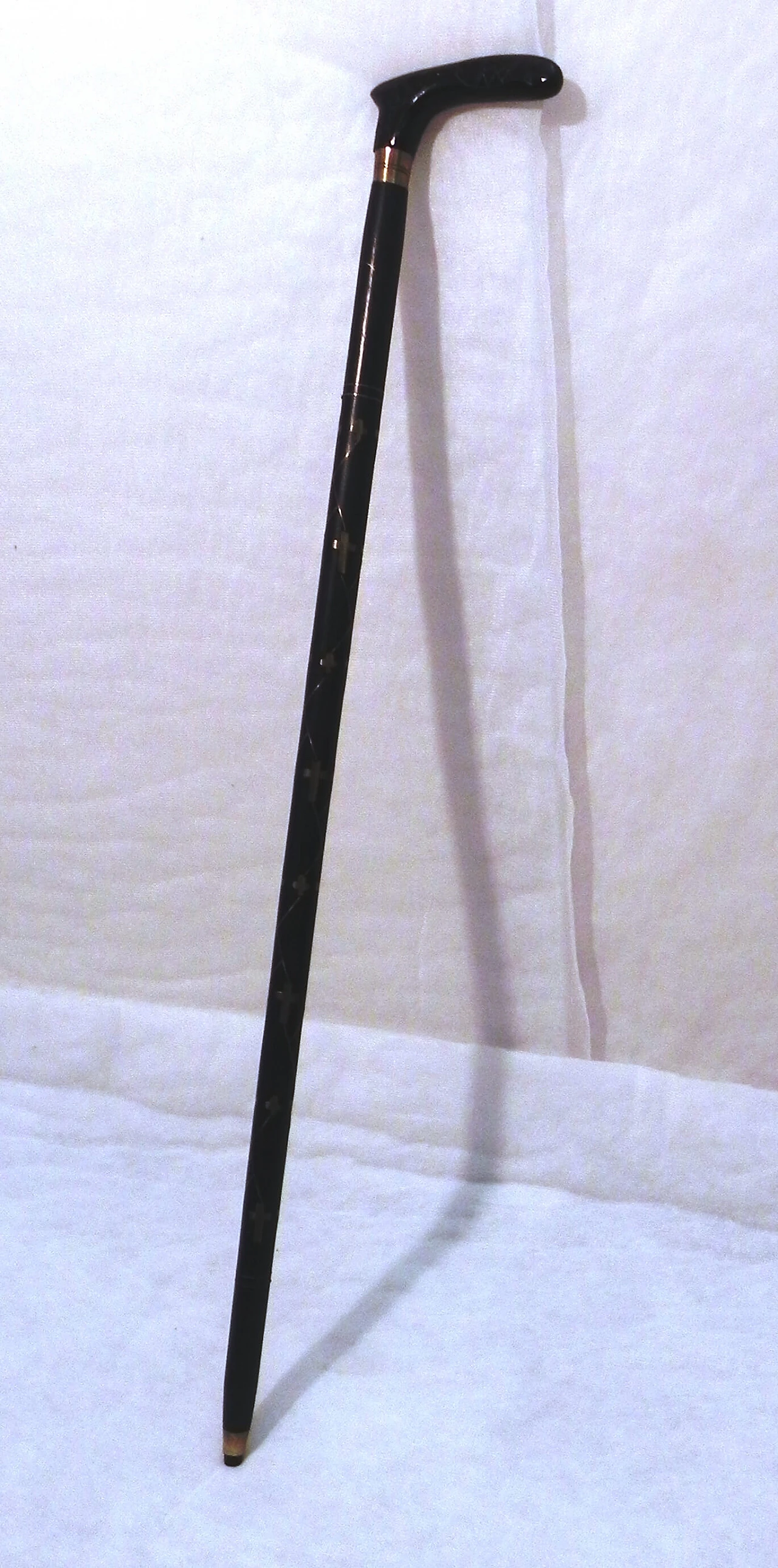 Ebonized wood and brass walking stick, 1990s 11