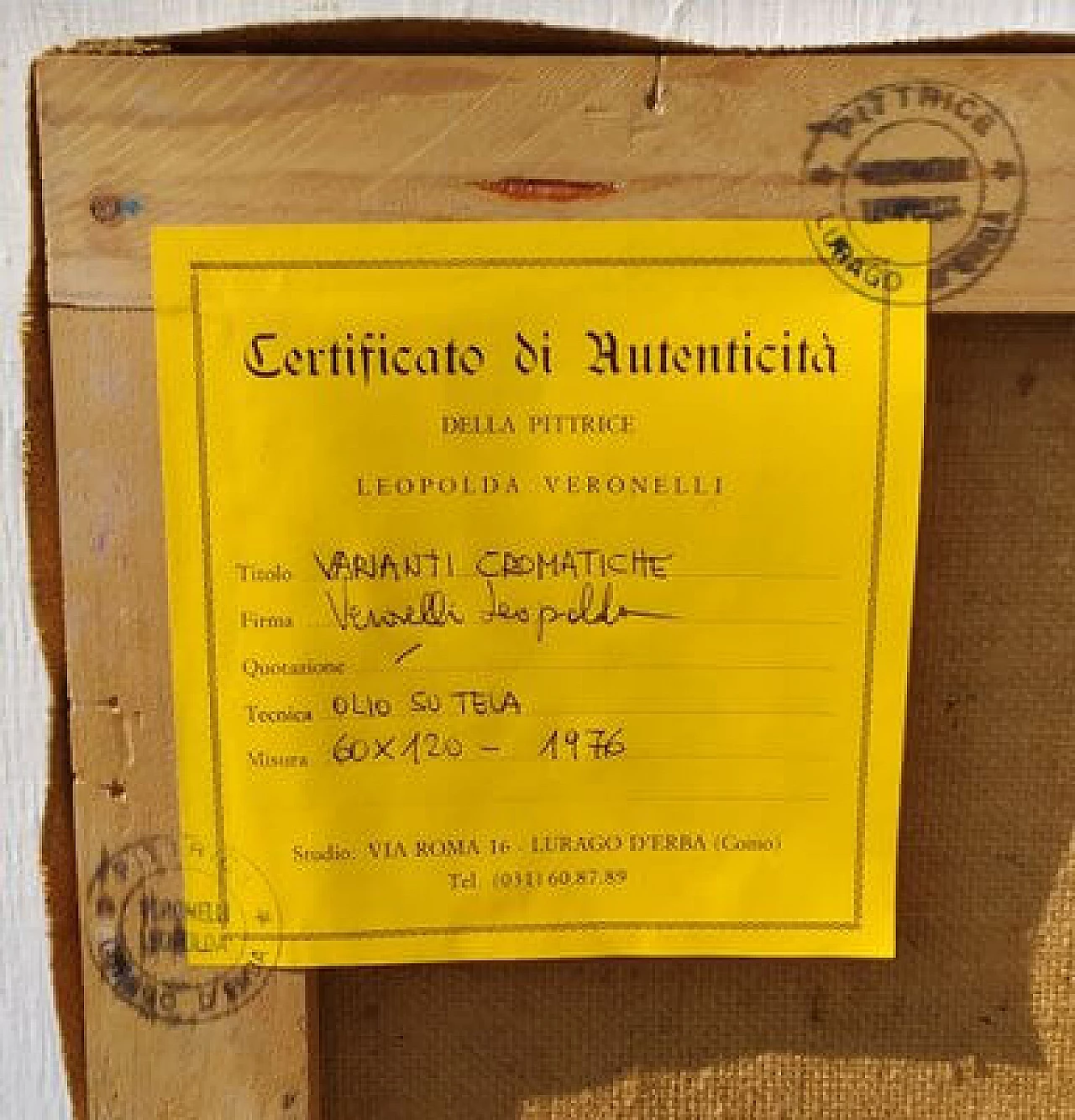 Leopolda Veronelli, Varianti cromatiche, olio su tela, 1976 3