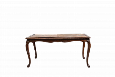 Tavolino in legno con gambe arcuate e piano in onice, anni '50