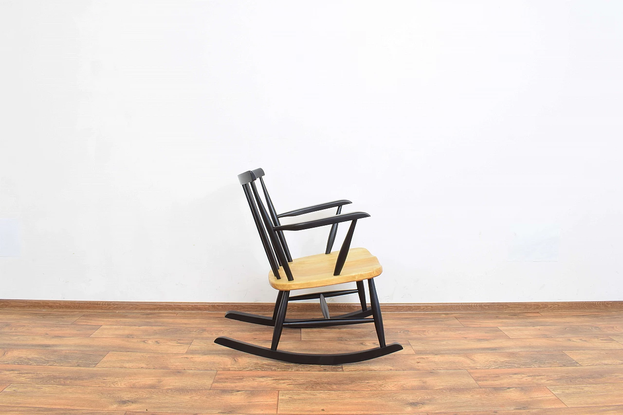 Sedia a dondolo in legno, anni '60 3