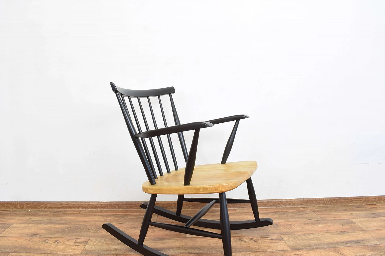 Sedia a dondolo in legno, anni '60 7