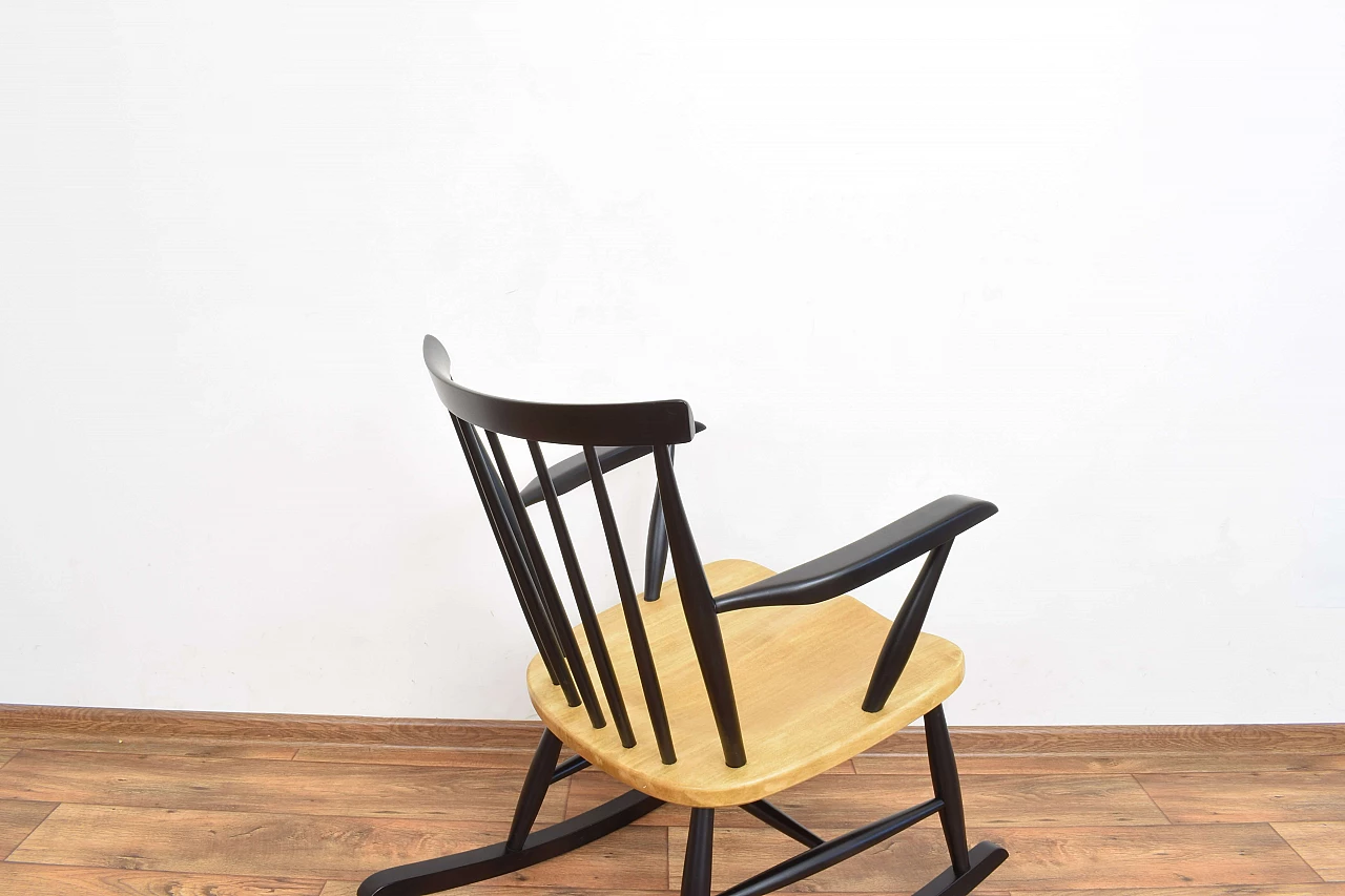 Sedia a dondolo in legno, anni '60 11