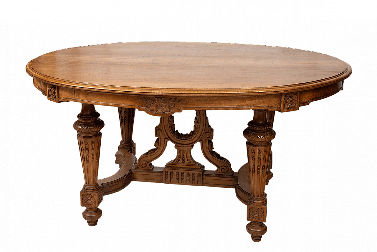 Napoleon III solid walnut extendible table, late 19th century 5