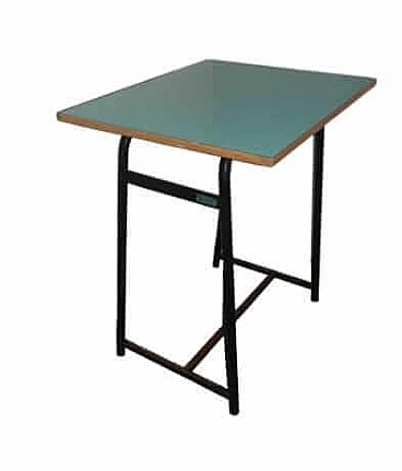 Wood, formica and iron school desk, 1960s