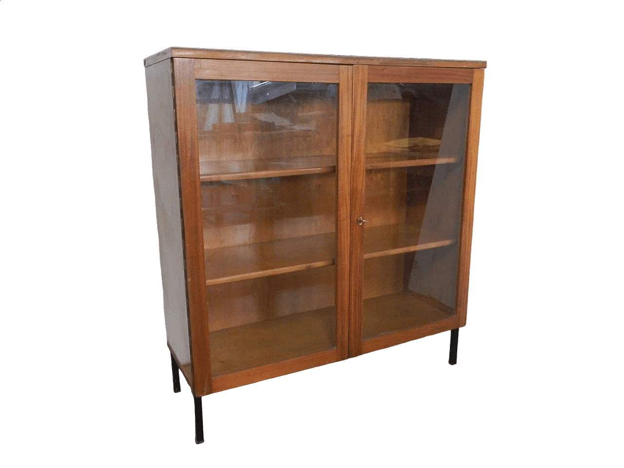 Vetrina da laboratorio in teak con piano in formica, anni '60 13