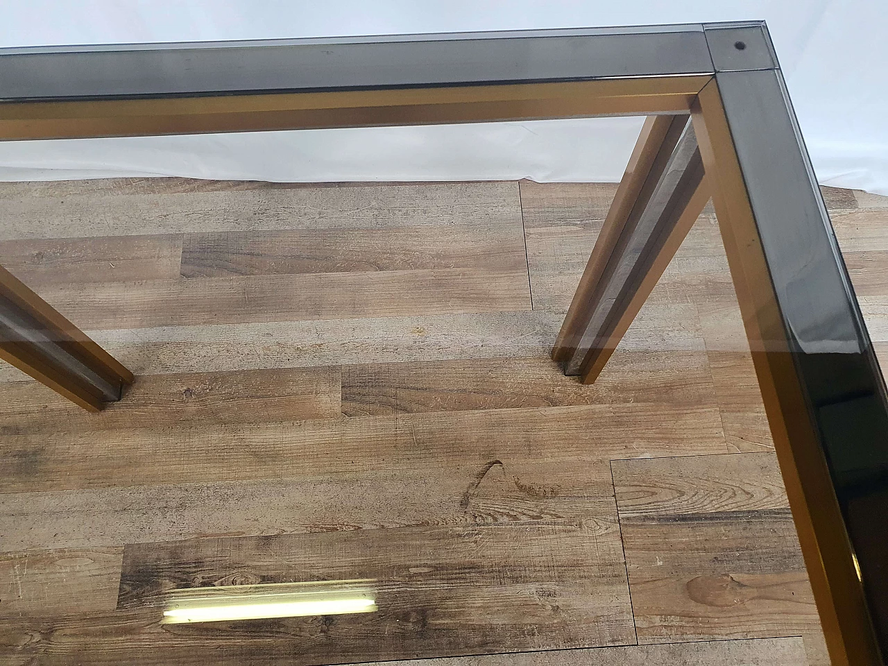 Tavolino quadrato in acciaio e vetro fumé di Renato Zevi, anni '70 12