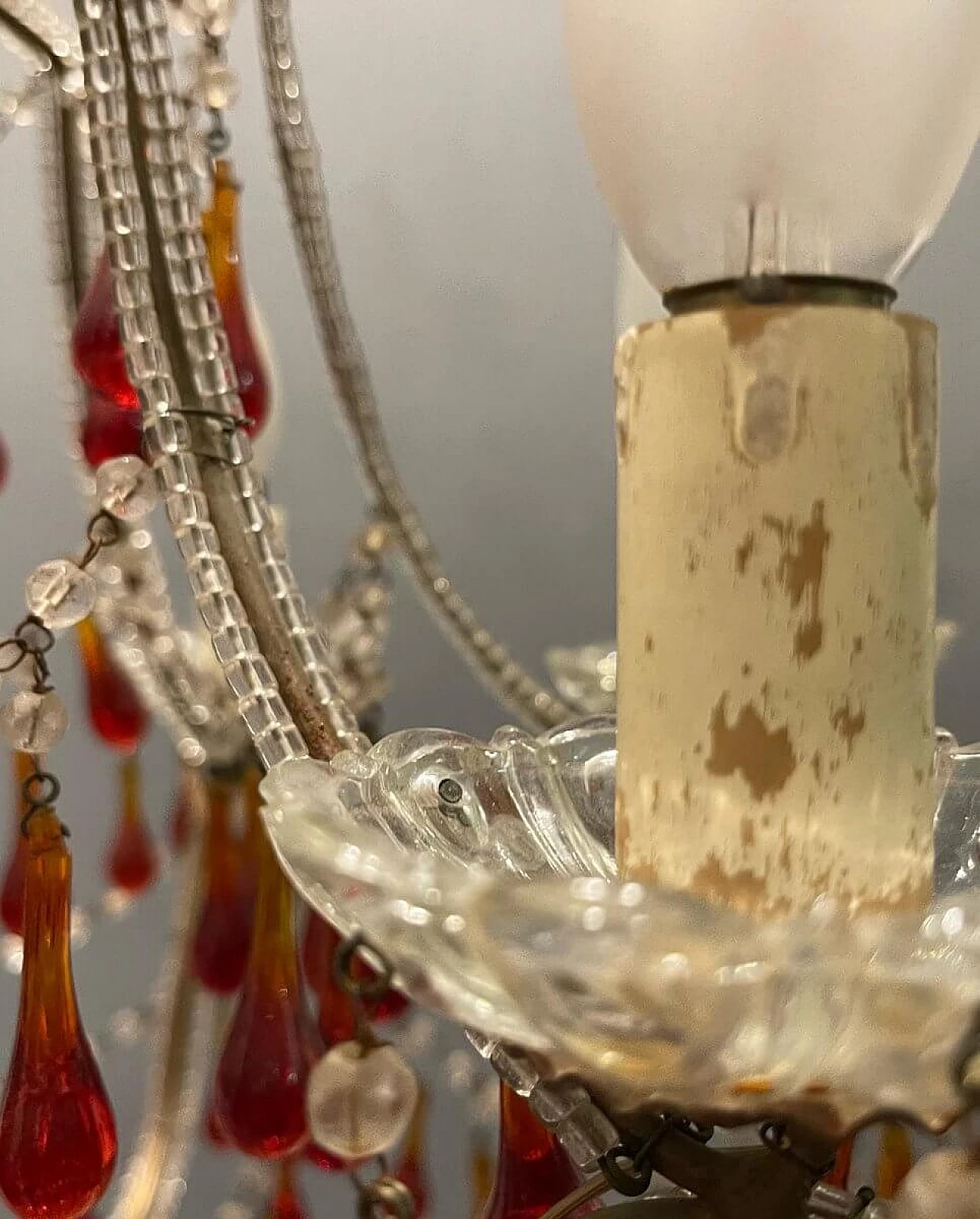 Bronze, crystal and Murano glass chandelier, 1950s 11