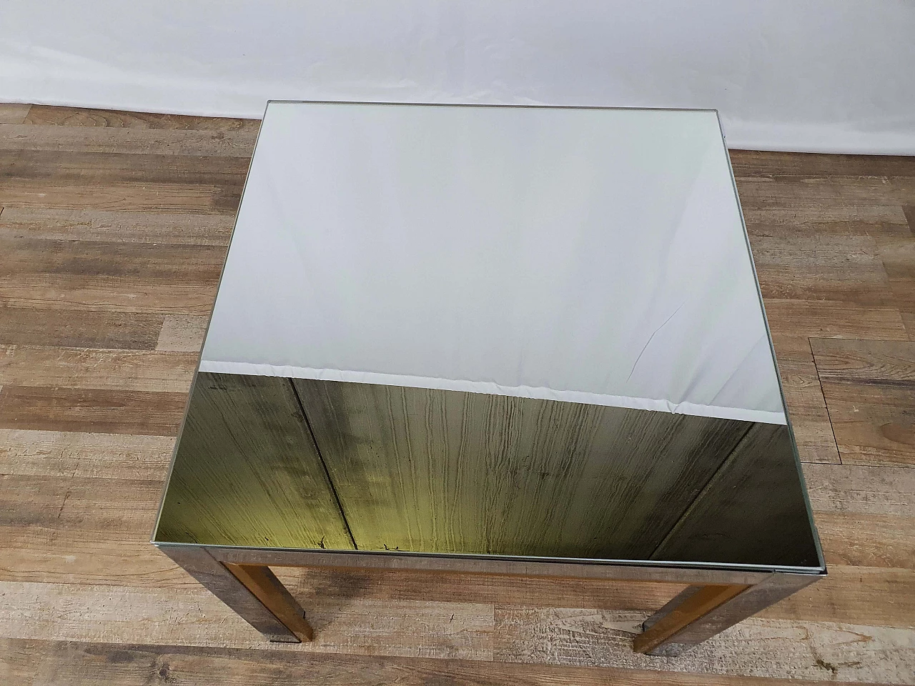 Steel side table with mirror top by Renato Zevi, 1970s 7