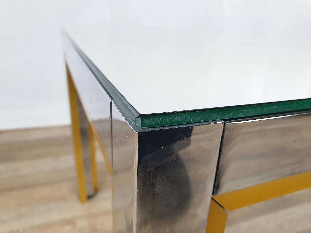 Steel side table with mirror top by Renato Zevi, 1970s 9
