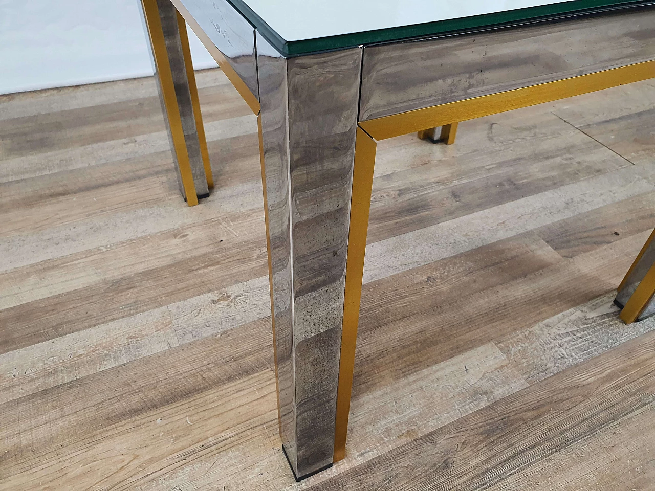Steel side table with mirror top by Renato Zevi, 1970s 10