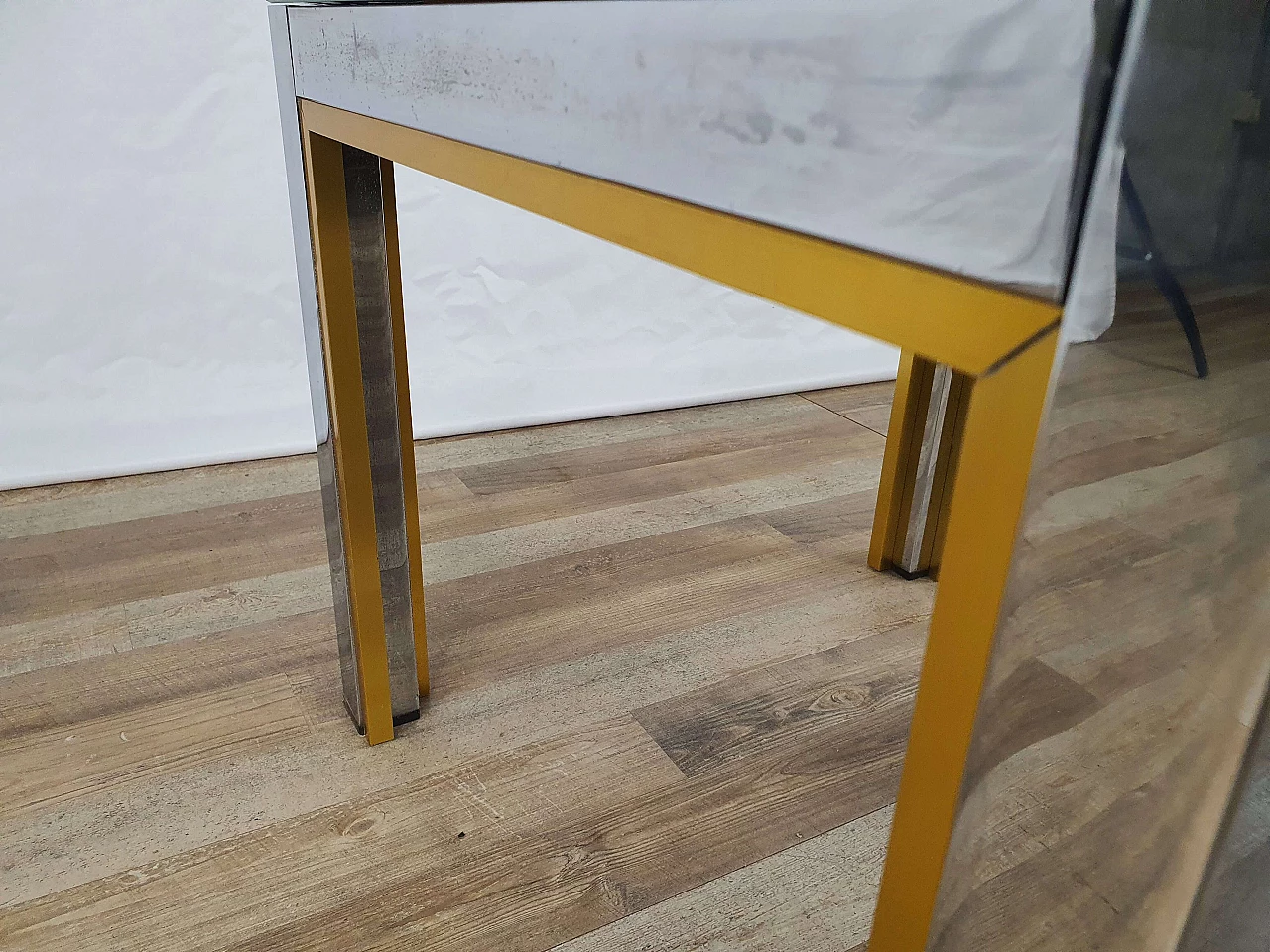 Steel side table with mirror top by Renato Zevi, 1970s 12