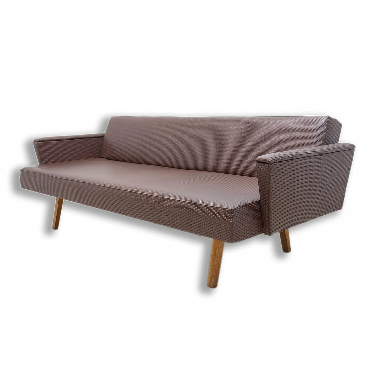 Divano letto pieghevole in tessuto e similpelle, anni '70 1