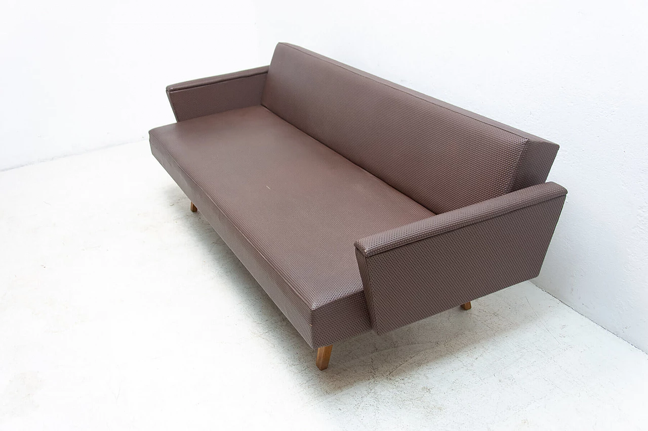 Divano letto pieghevole in tessuto e similpelle, anni '70 3