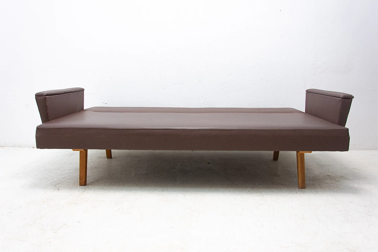 Divano letto pieghevole in tessuto e similpelle, anni '70 10