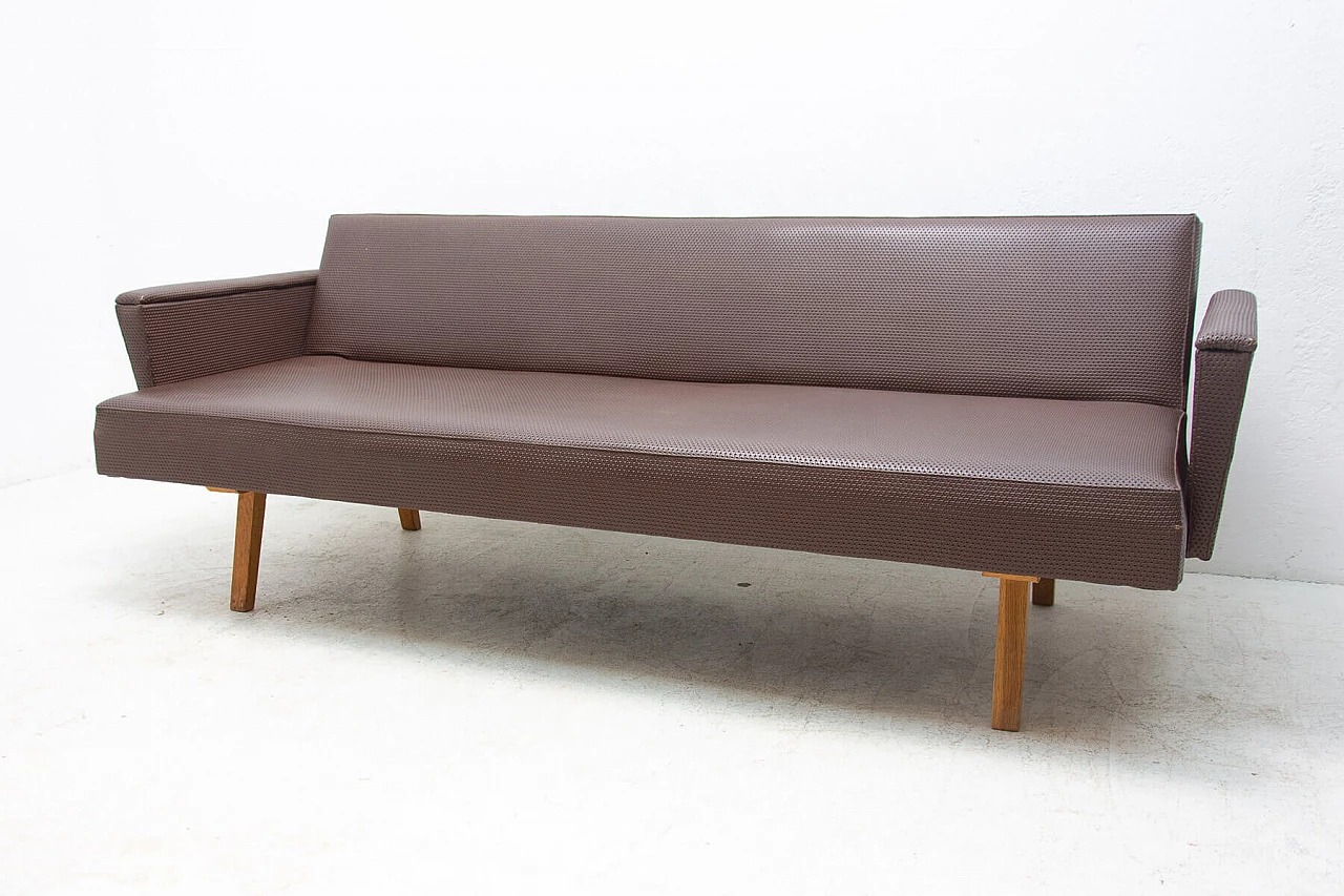 Divano letto pieghevole in tessuto e similpelle, anni '70 19