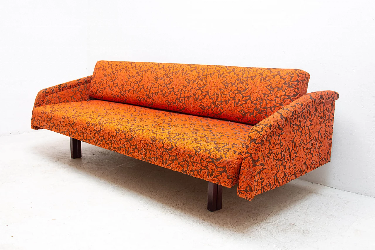Divano letto pieghevole con rivestimento in fantasia, anni '60 2