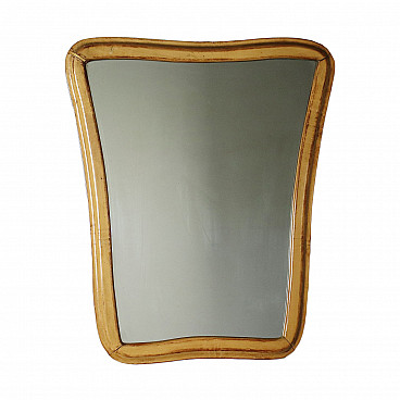 Specchio con cornice in faggio, anni '50