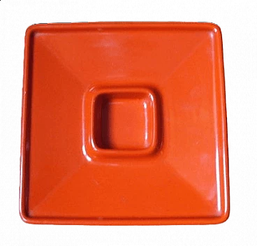 Orange ceramic ashtray by Angelo Mangiarotti for Fratelli Brambilla, 1968