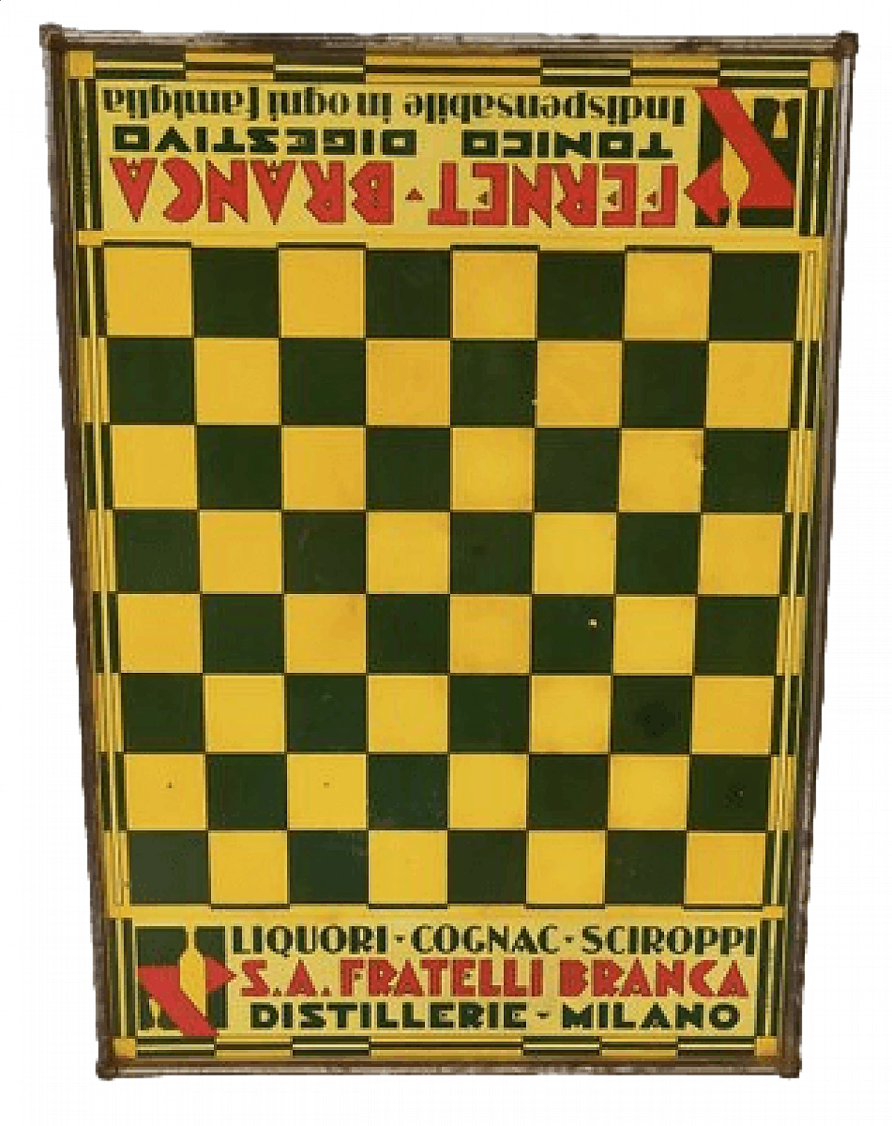 Raro gioco da tavola (dama) in latta per Fernet Branca, anni '30 8