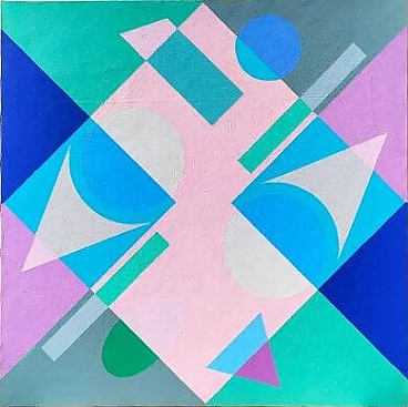 Leopolda Veronelli, Geometric composition, oil on canvas, 1976