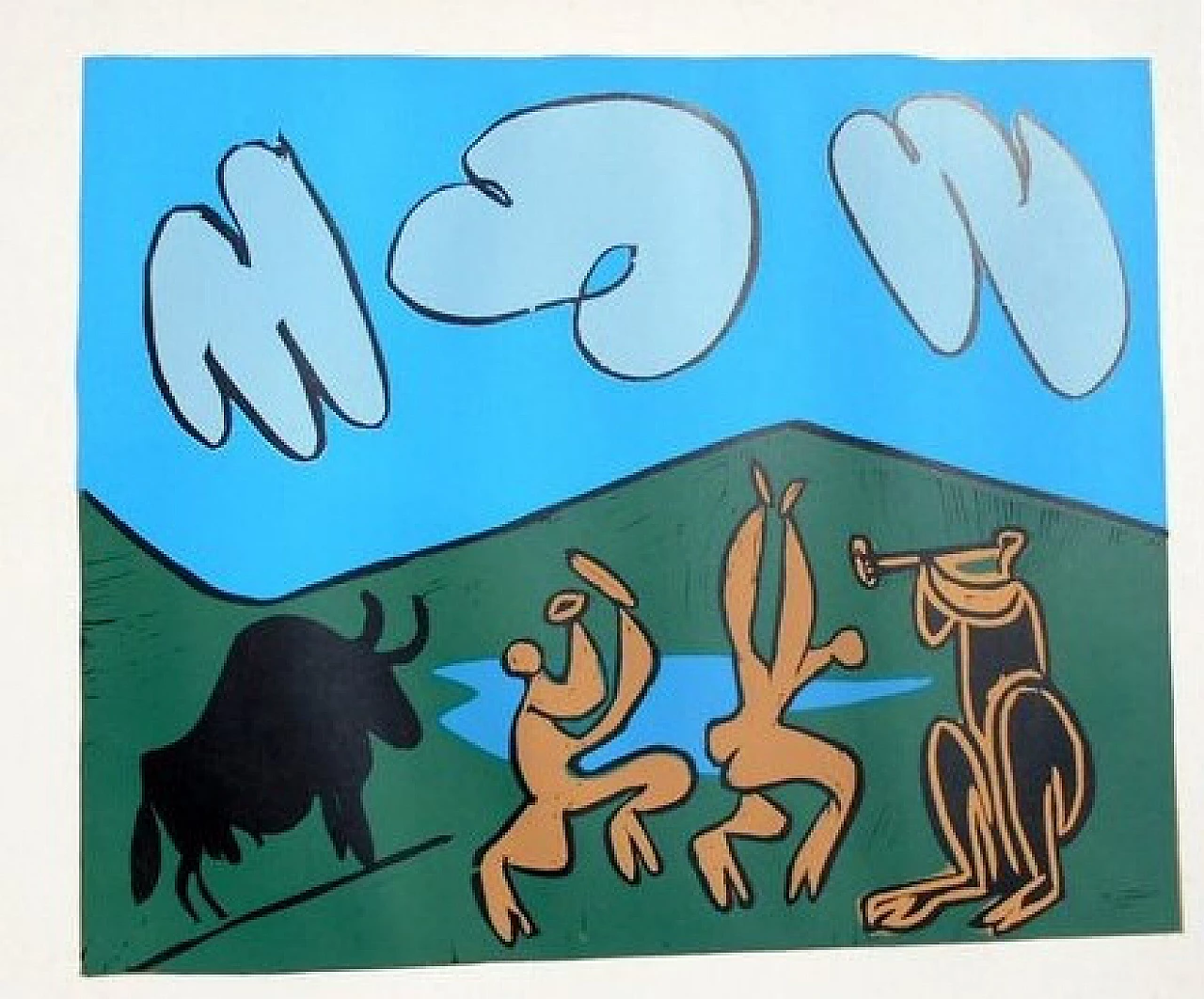 Pablo Picasso, Baccanale con toro nero, linoleografia, 1962 2