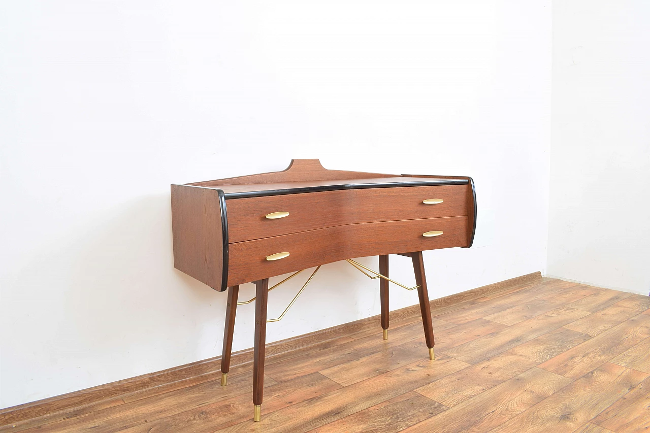 Teak dresser with brass details, 1960s 8