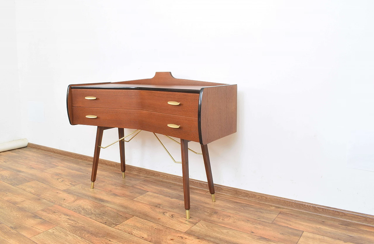 Teak dresser with brass details, 1960s 9