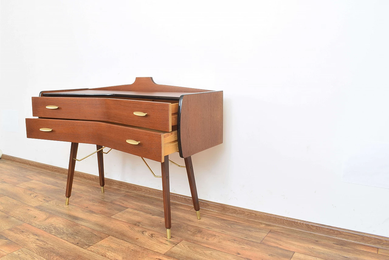Teak dresser with brass details, 1960s 10