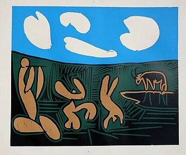 Pablo Picasso, Bacchanal, linocut, 1962