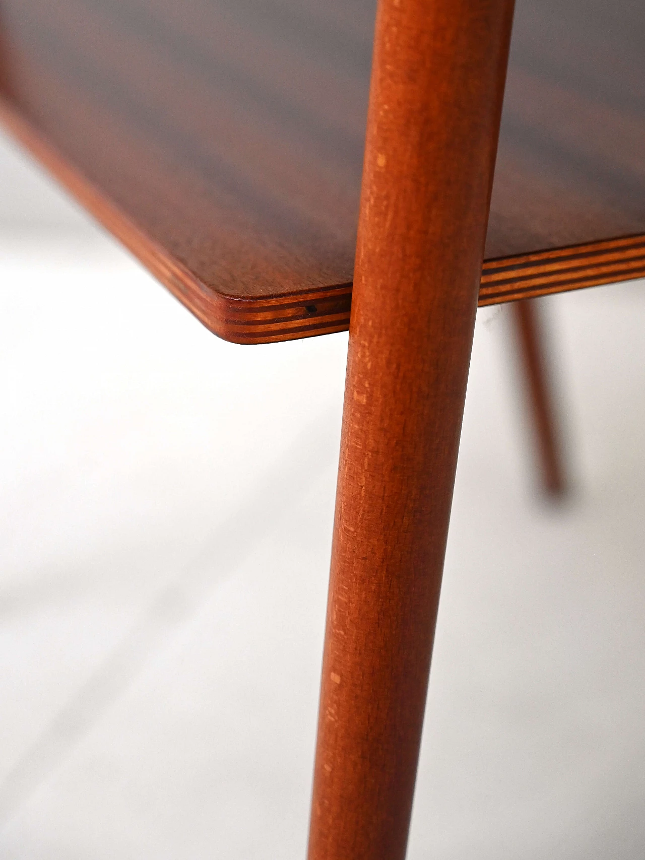 Teak bedside table with double shelf, 1950s 8
