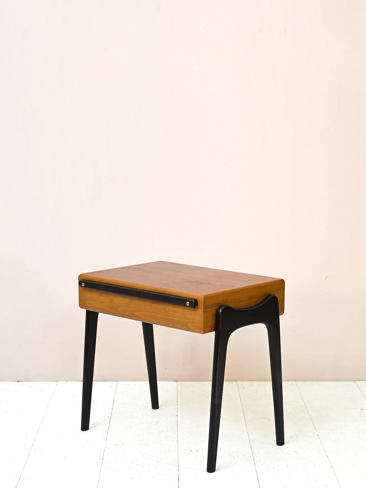 Tavolino da cucito in legno bicolore, anni '60 3