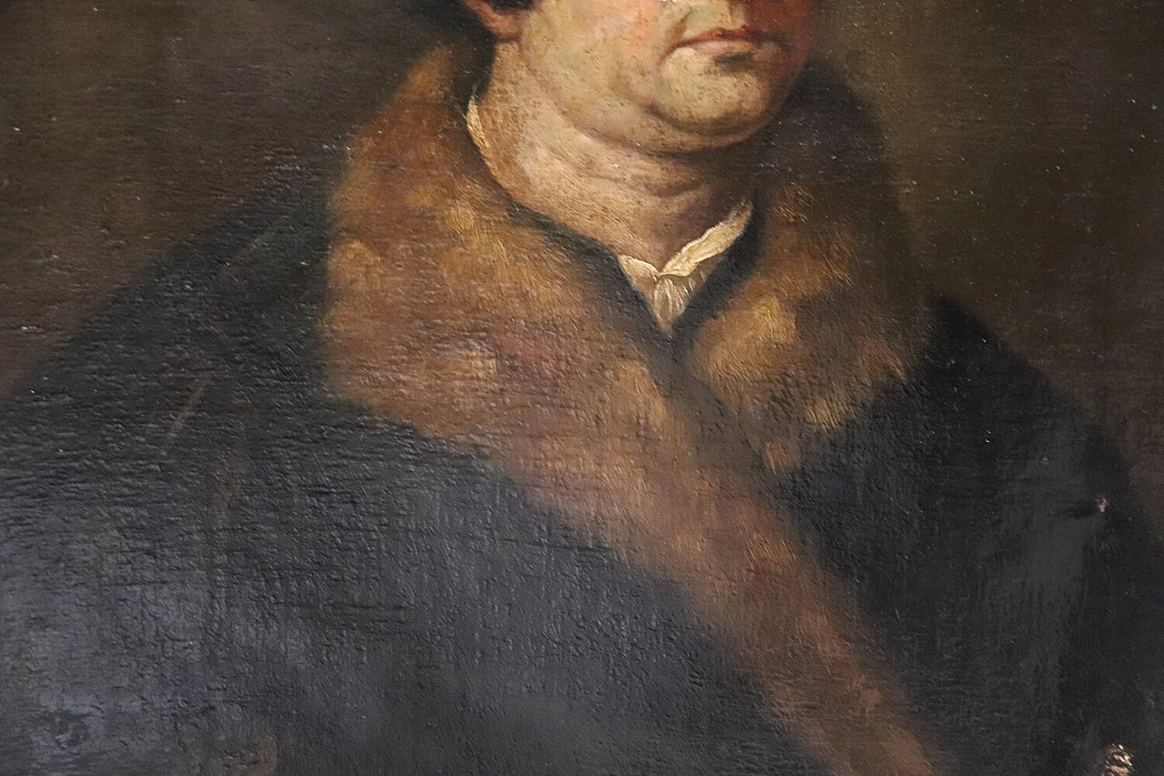 Gentiluomo con pelliccia, dipinto a olio su tela, prima metà del '600 3