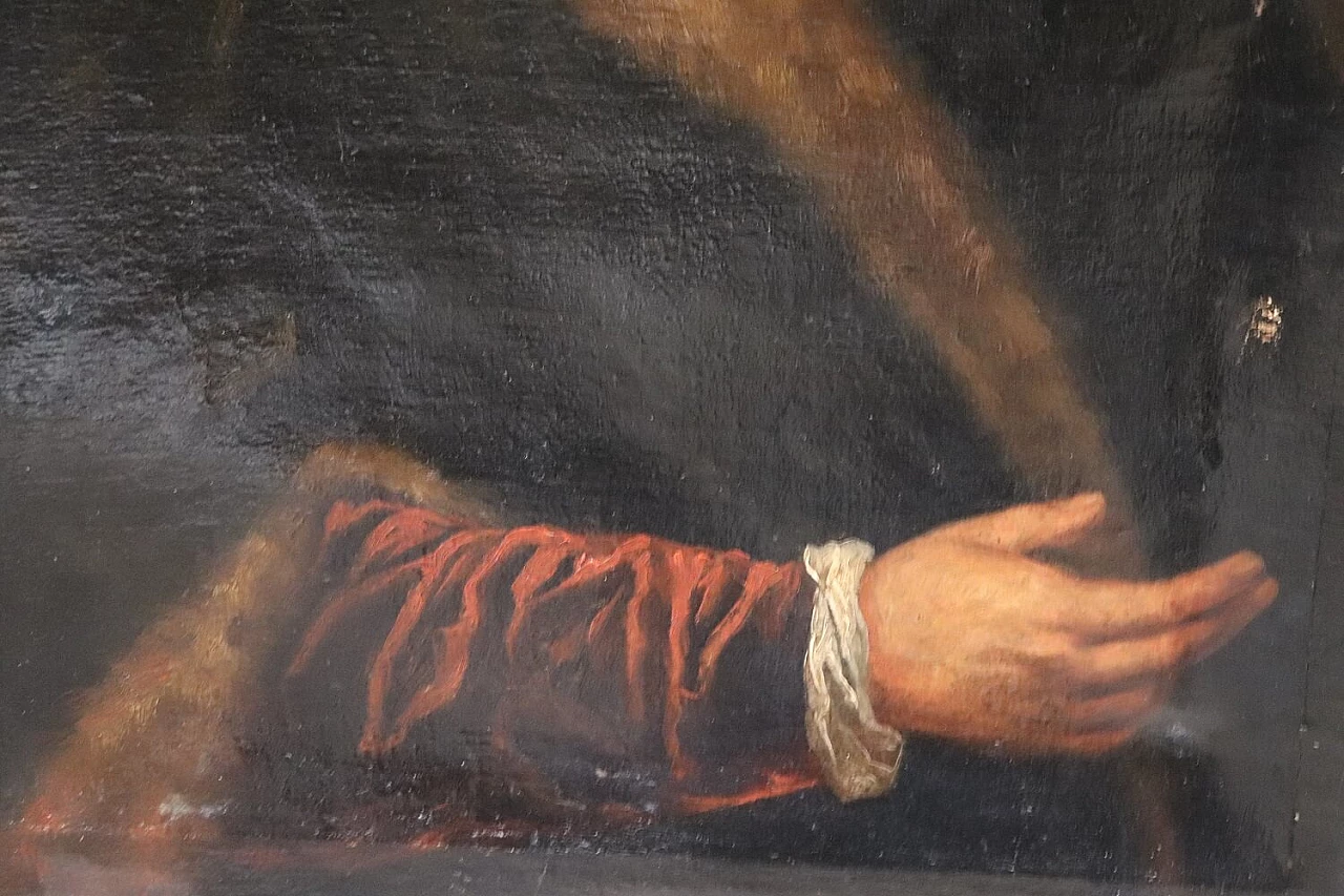 Gentiluomo con pelliccia, dipinto a olio su tela, prima metà del '600 4