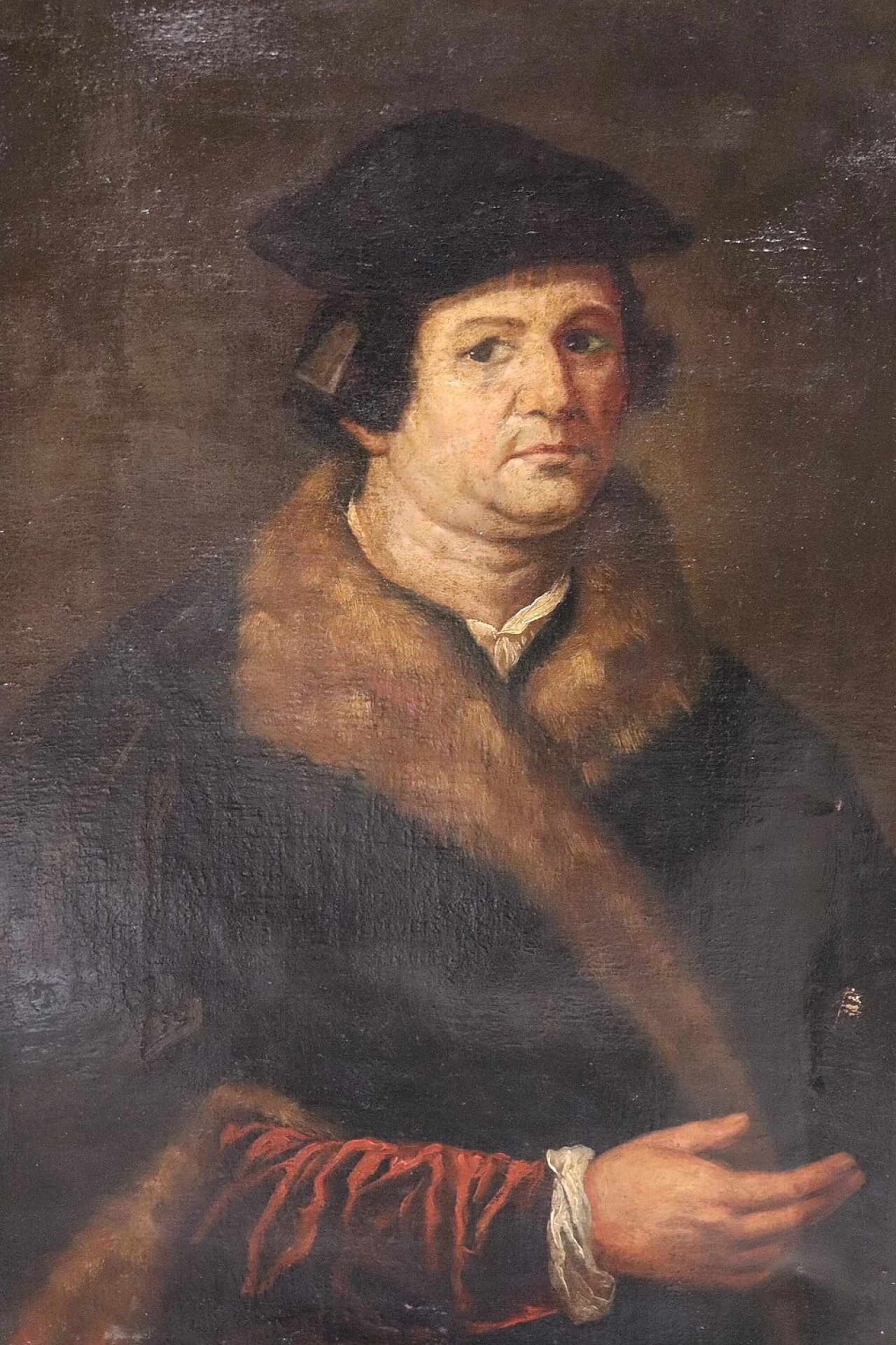 Gentleman with fur coat, oil painting on canvas, first half of the 17th century 6