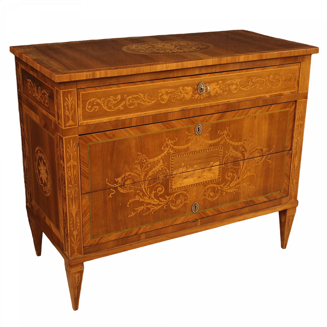 Wooden dresser with inlays in Louis XVI style, 1930s 13