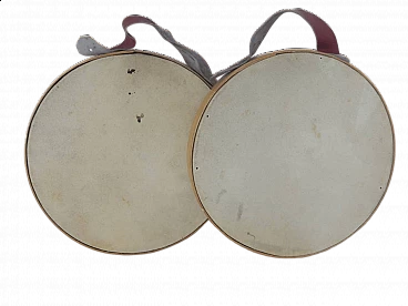Coppia di tamburelli in faggio e pelle di Olimpia, anni '50