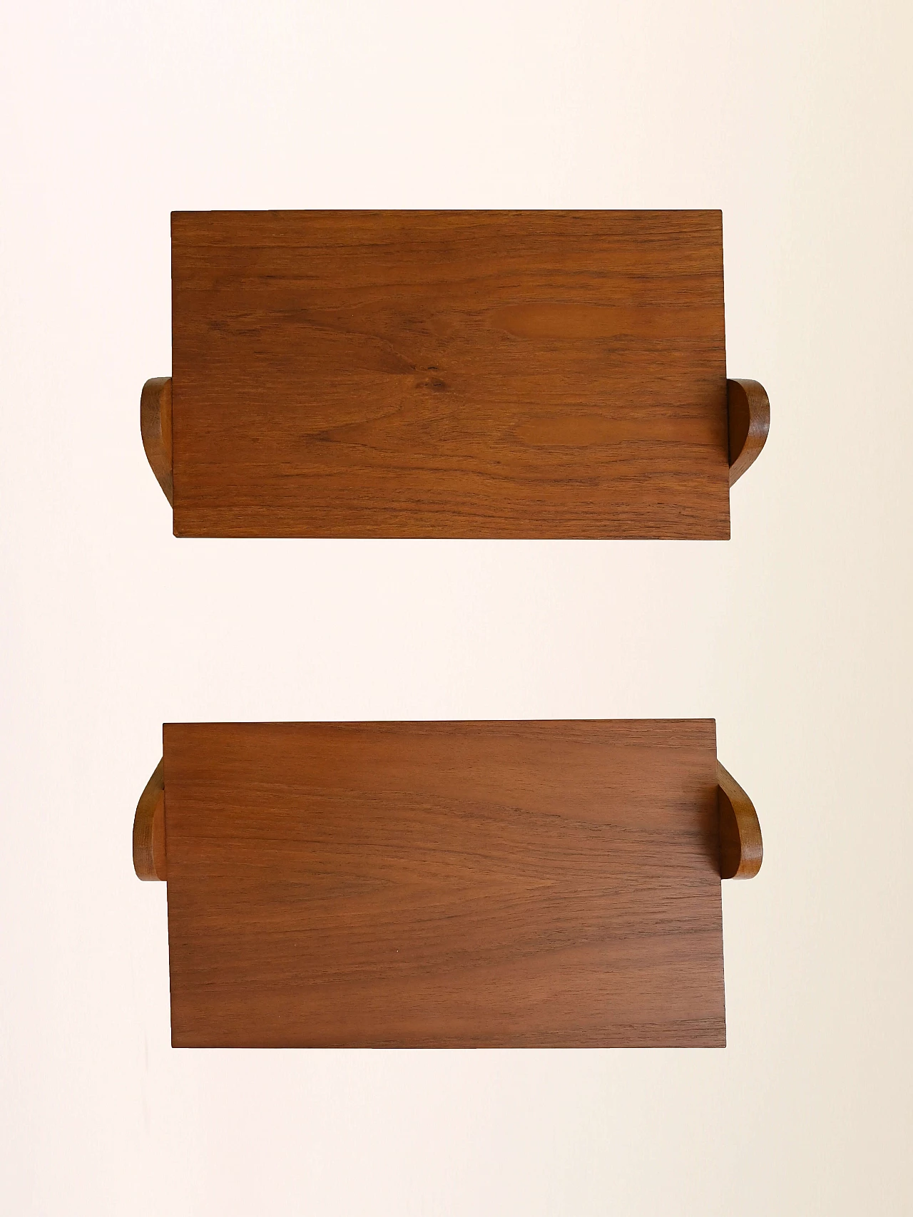 Pair of wood side tables with double shelf, 1950s 9