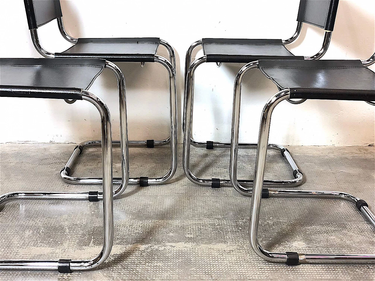 4 Space Age chairs with chromed metal tubular frame, 1970s 15