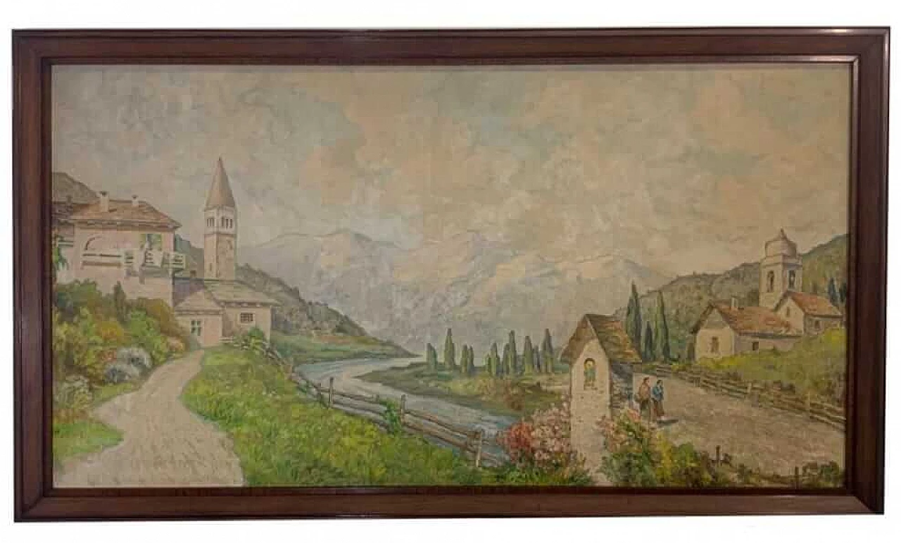 Mountain landscape, oil painting on canvas, 1920s 15