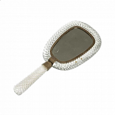 Crystal and brass table mirror for Venini, 1930s