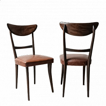 4 Solid wood chairs attributed to Ico Parisi, 1950s