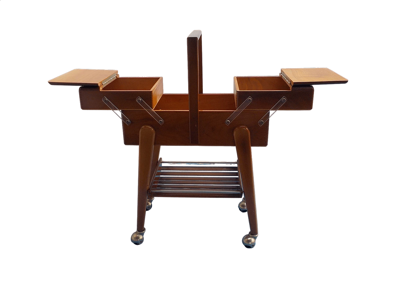 Carrello da cucito in noce, anni '60 17